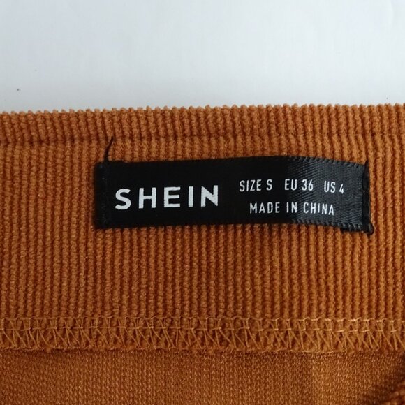 Shein Rust Brown Corduroy Pinafore Jumper Dress Women Size S US 4 Above Knee - Picture 5 of 9